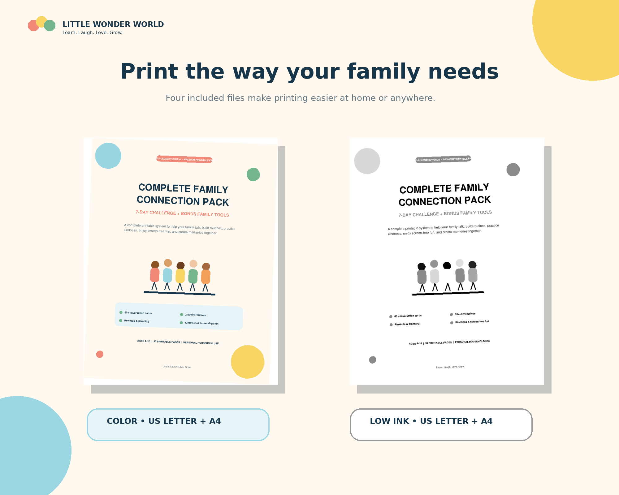 Preview comparing color and low-ink printing formats